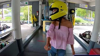 Cute Thai amateur teen girlfriend rise karting and recorded on video after
