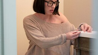 Brunette Olive Glass having fun while riding say no to man's dick in POV